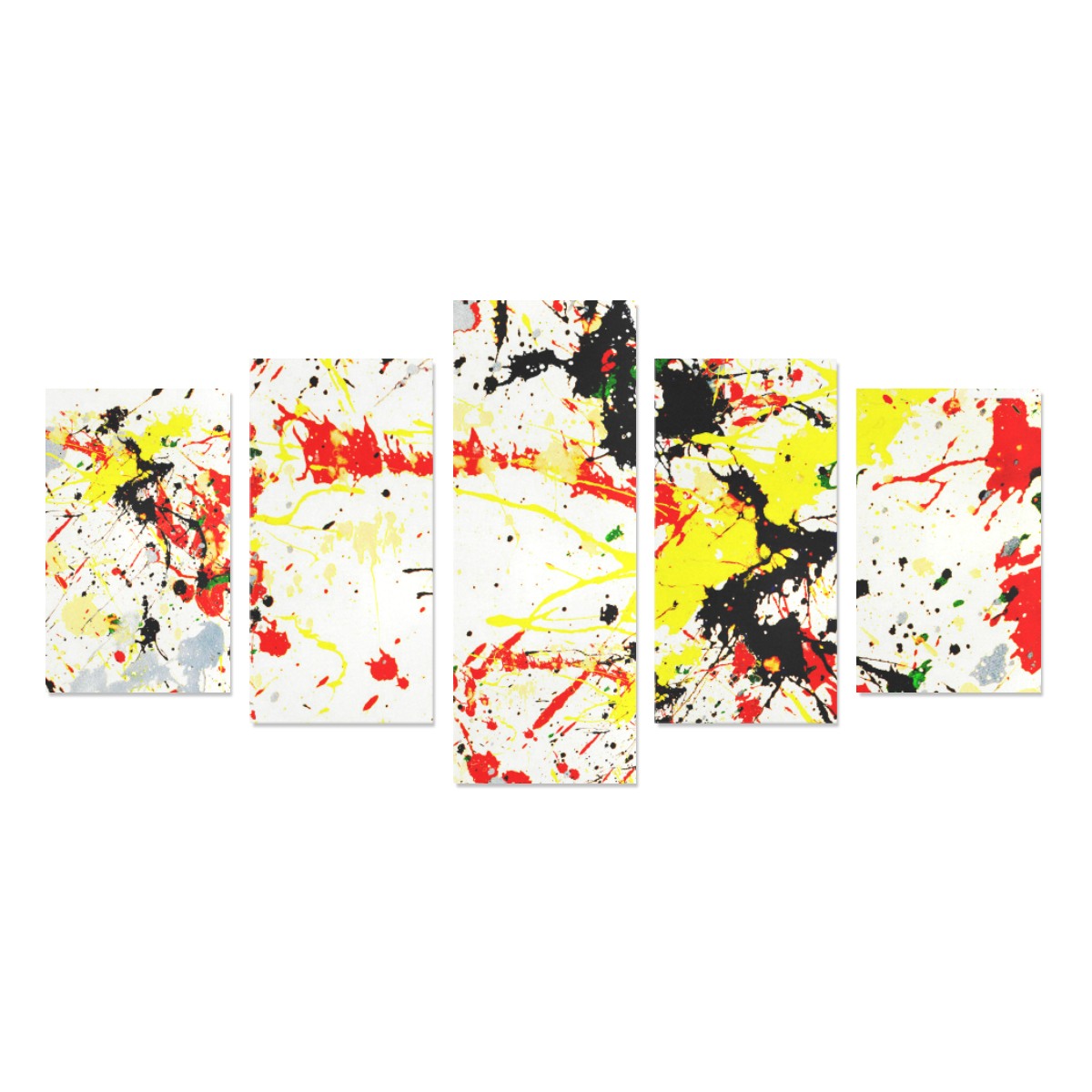 Black, Red, Yellow Paint Splatter Canvas Print Sets C (No Frame)