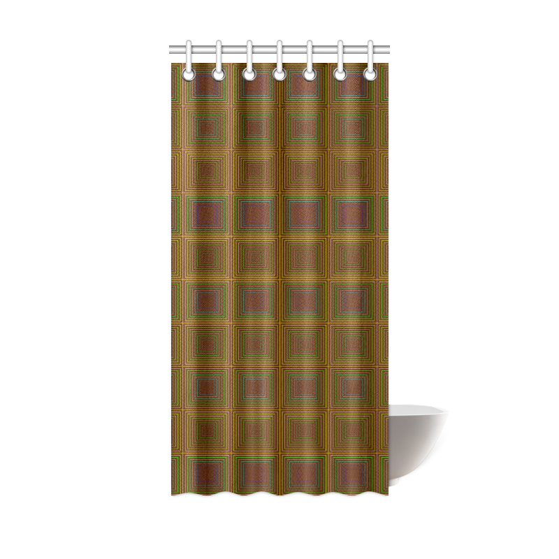 Golden brown multicolored multiple squares Shower Curtain 36"x72"