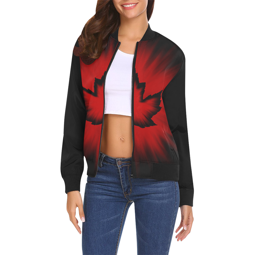 Cool Canada Bomber Jacket New - Women's All Over Print Bomber Jacket for Women (Model H19)