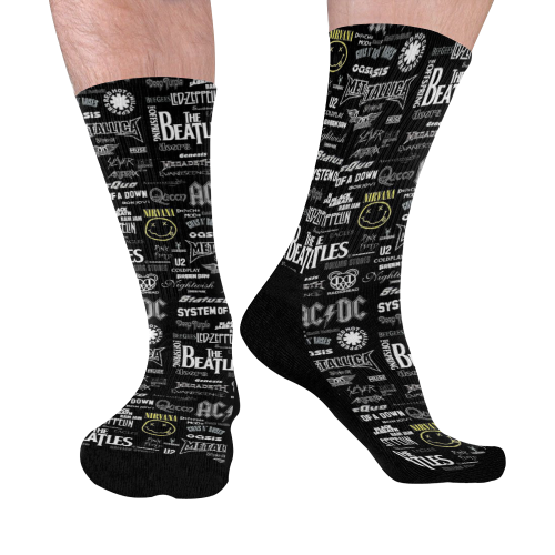 Band Logo Pattern Mid-Calf Socks (Black Sole)