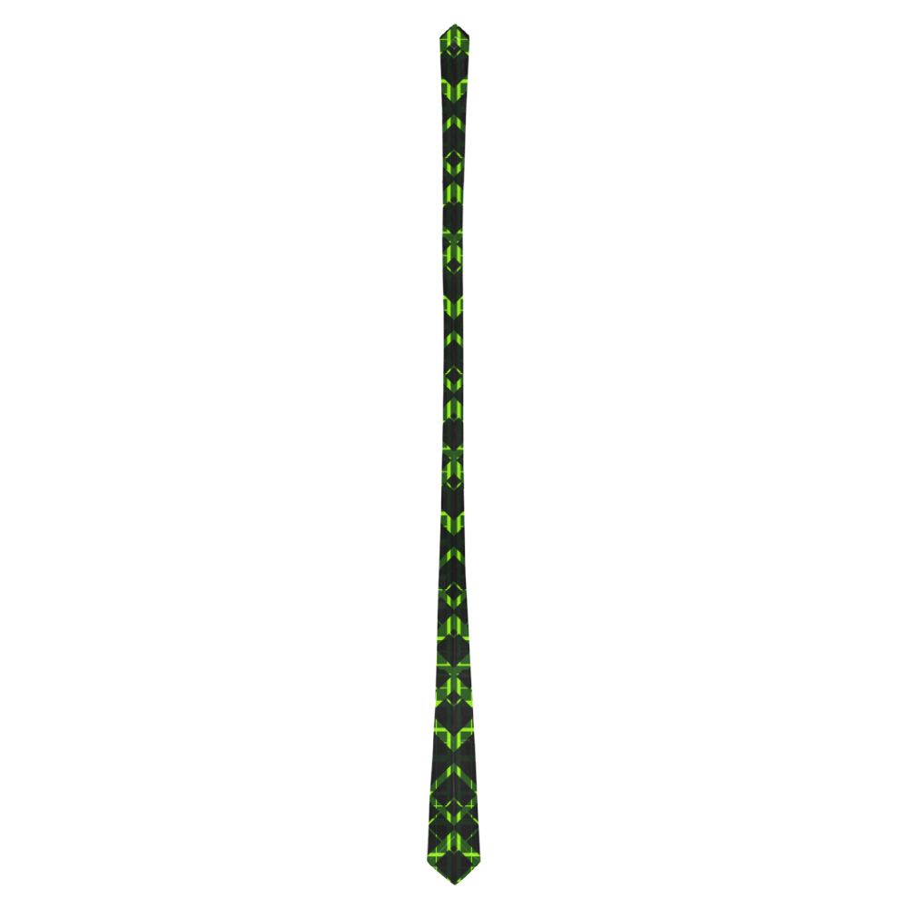 Lime Green Plaid  Pattern Classic Necktie (Two Sides)
