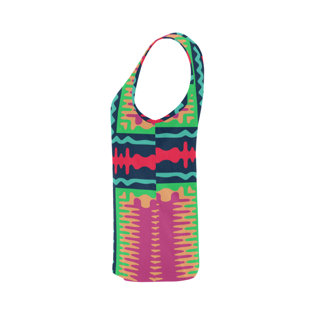 Waves in retro colors All Over Print Tank Top for Women (Model T43)