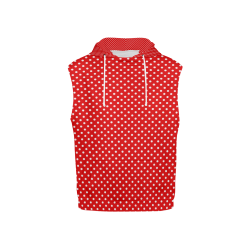 Red polka dots All Over Print Sleeveless Hoodie for Kid (Model H15)