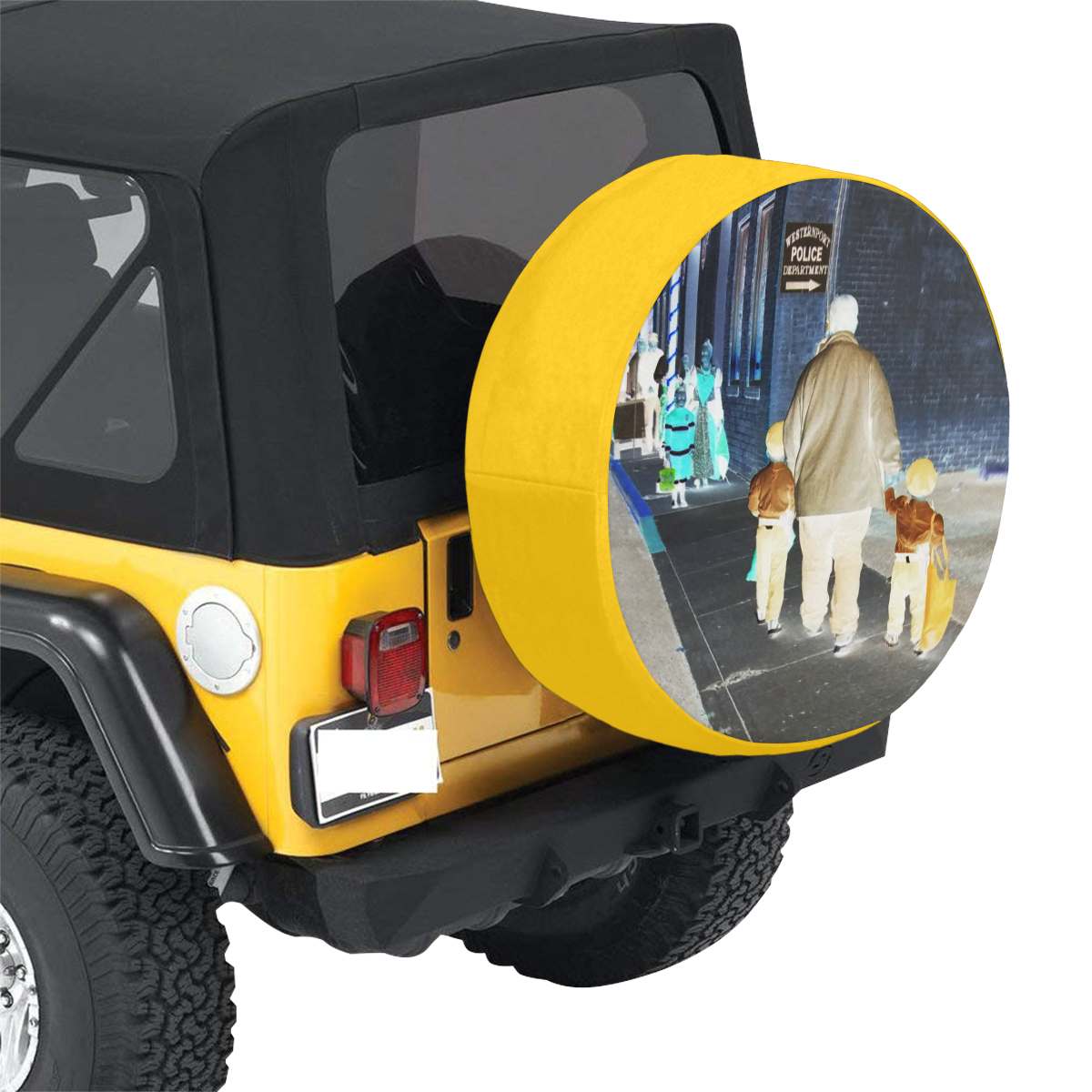 Ghosts roaming the street (yellow) 34 Inch Spare Tire Cover
