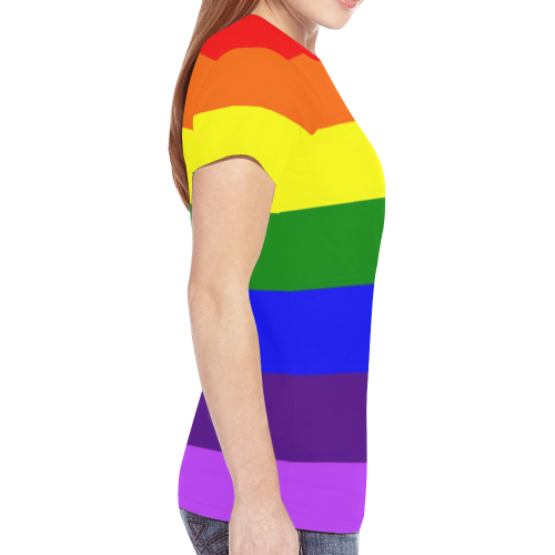 Rainbow Flag (Gay Pride - LGBTQIA+) New All Over Print T-shirt for Women (Model T45)