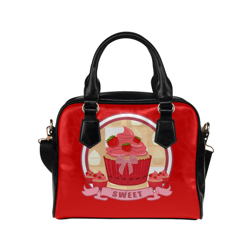 Sweet Strawberry Cupcake Shoulder Handbag (Model 1634)