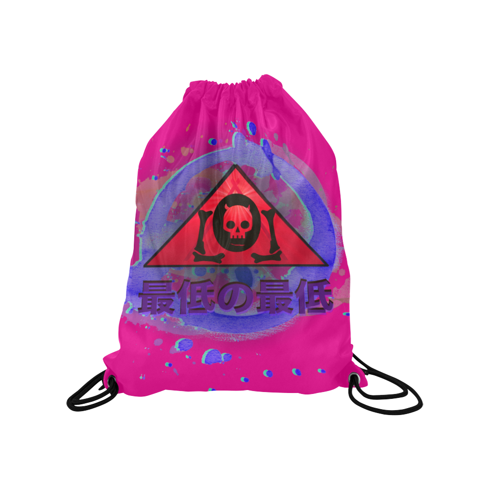 The Lowest of Low Skull Triangle Japanese Logo Medium Drawstring Bag Model 1604 (Twin Sides) 13.8"(W) * 18.1"(H)