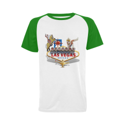 Las Vegas Welcome Sign / Green Men's Raglan T-shirt Big Size (USA Size) (Model T11)