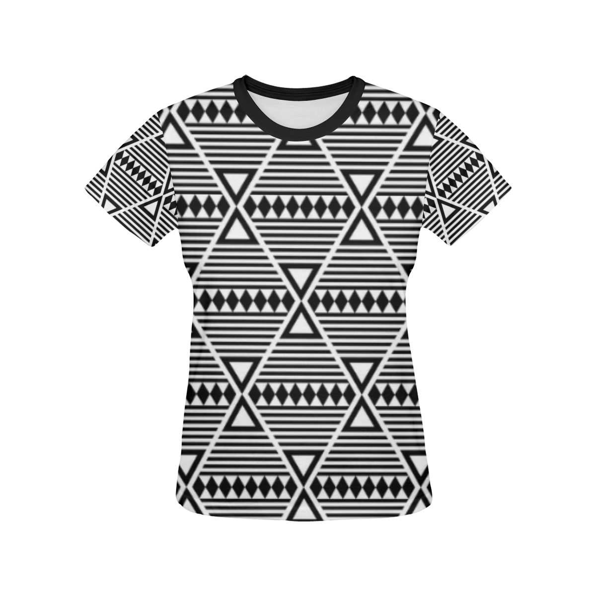 Black Aztec Tribal All Over Print T-shirt for Women/Large Size (USA Size) (Model T40)