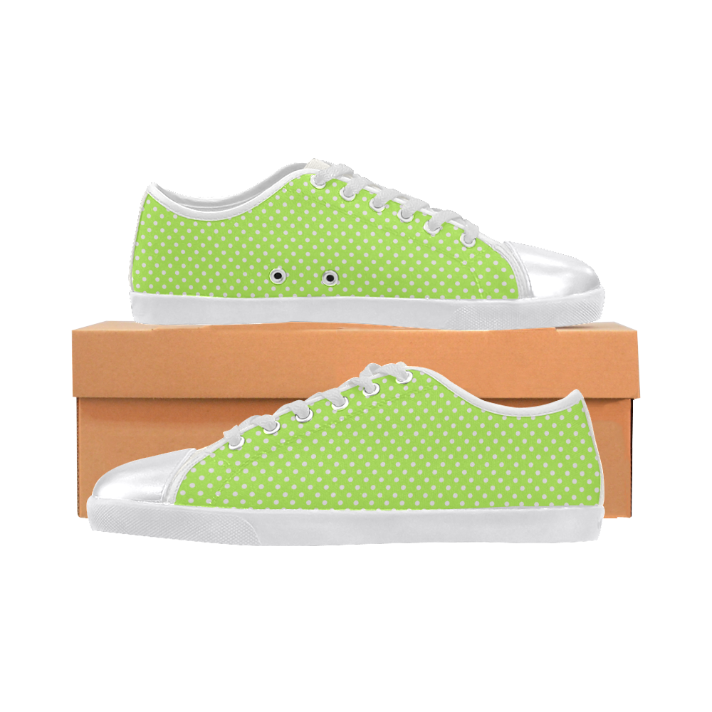 Mint green polka dots Canvas Shoes for Women/Large Size (Model 016)