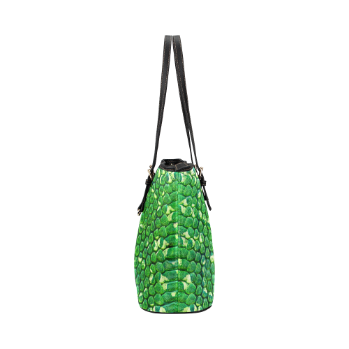 SNAKE LEATHER 5 GREEN Leather Tote Bag/Large (Model 1651)