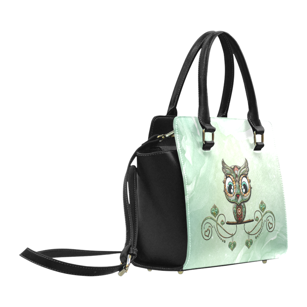 Cute little owl, diamonds Classic Shoulder Handbag (Model 1653)