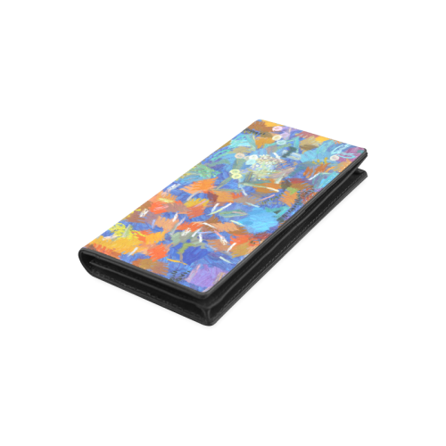 Colorful paint strokes Women's Leather Wallet (Model 1611)