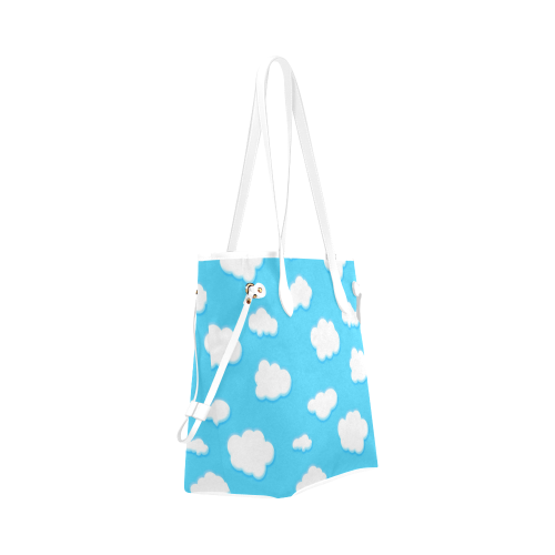 sky of blue and fluffy white clouds Clover Canvas Tote Bag (Model 1661)