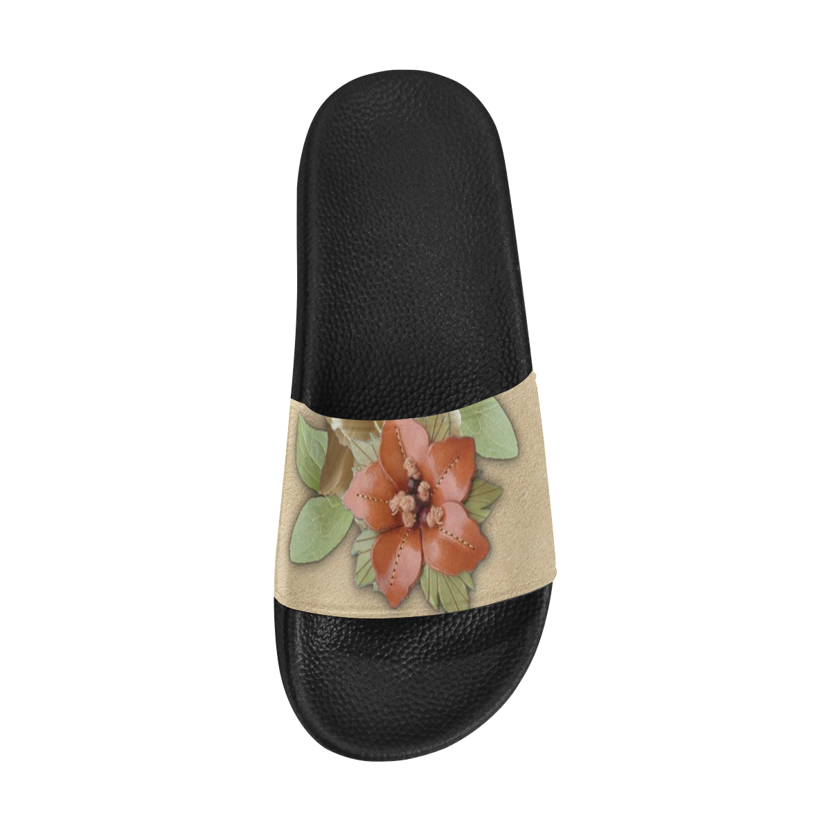 Leather flowers on suede Women's Slide Sandals (Model 057)