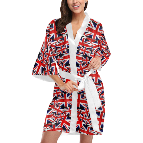 Union Jack British UK Flag (White Sash) Kimono Robe