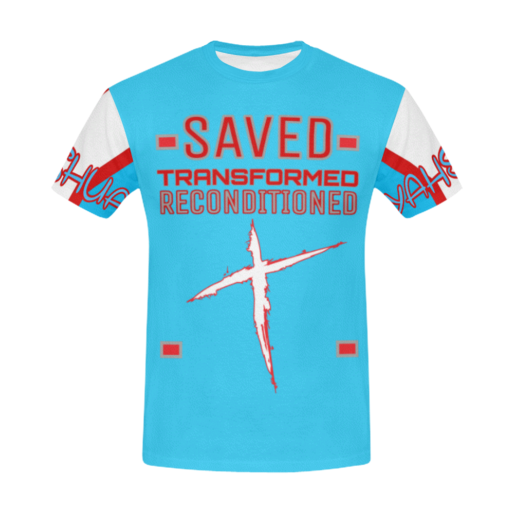 Saved Transformed Tee Blue All Over Print T-Shirt for Men/Large Size (USA Size) Model T40)