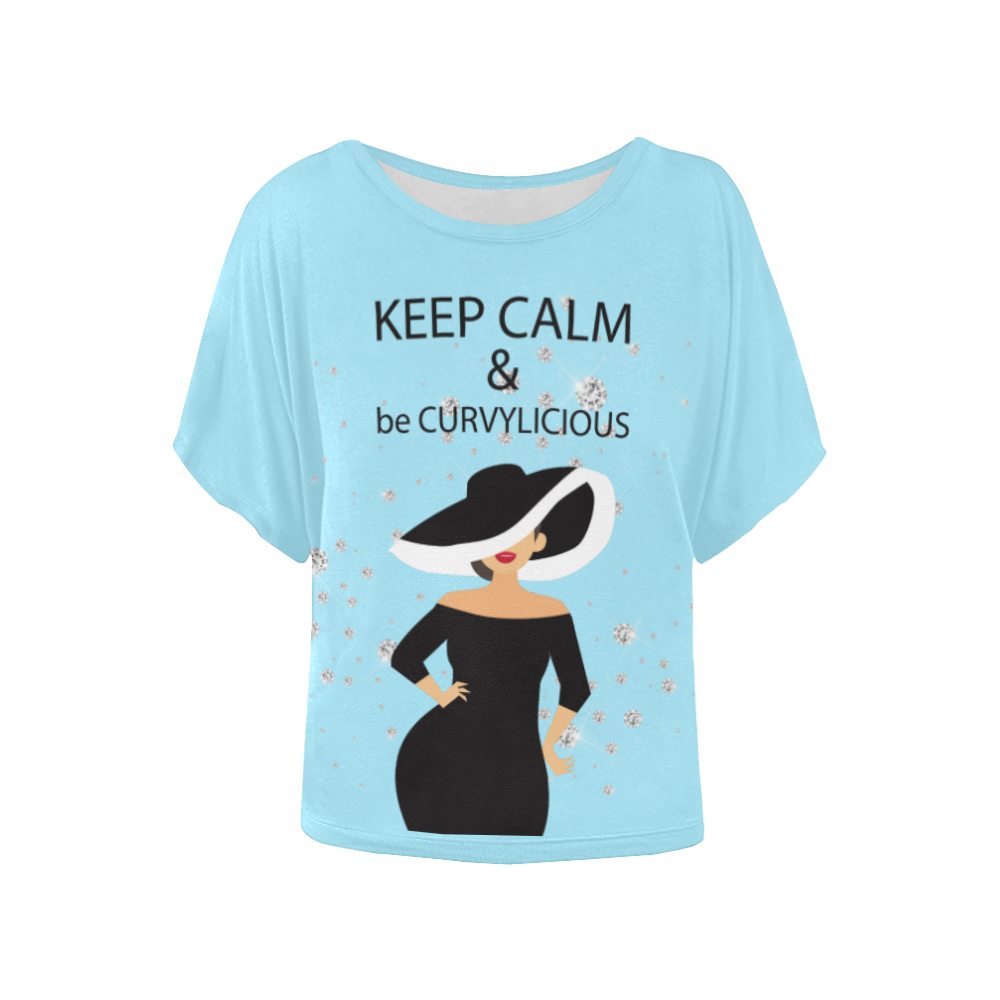 Fairlings Delight's Black is Beautiful Collection- Keep Calm 53086a2 Women's Batwing-Sleeved Blouse T shirt (Model T44)