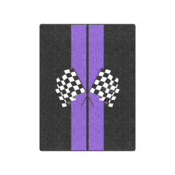 Racing Stripe, Checkered Flags, Black and Purple Blanket 50"x60"