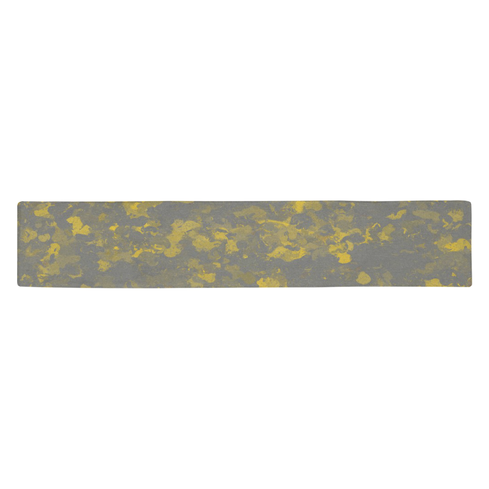 Gray and Yellow Paint Splash Table Runner 14x72 inch