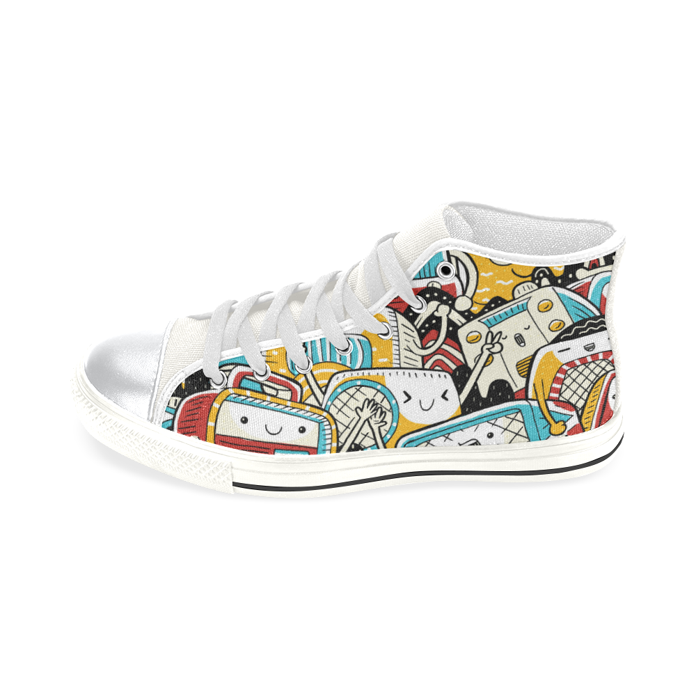 Cute Radio Retro High Top Canvas Shoes for Kid (Model 017)
