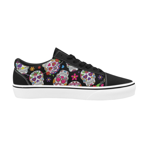 skate sugarskull Women's Low Top Skateboarding Shoes (Model E001-2)