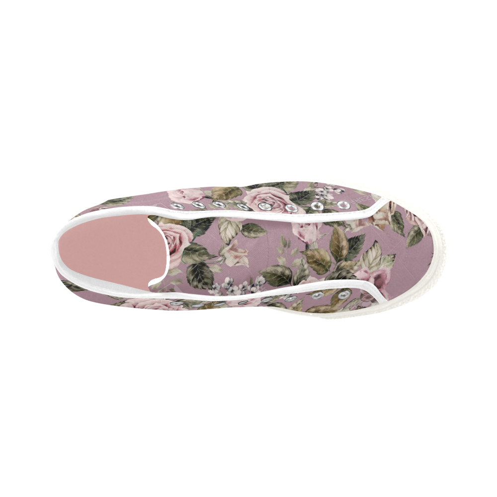 28216231-seamless-floral-pattern-with-roses-on-pur Vancouver H Women's Canvas Shoes (1013-1)