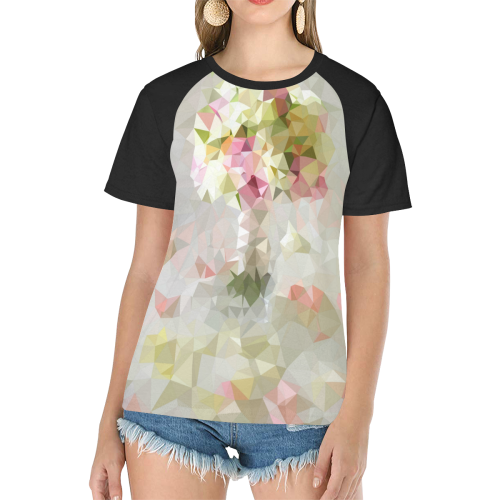 Low Poly Pastel Flower Women's Raglan T-Shirt/Front Printing (Model T62)