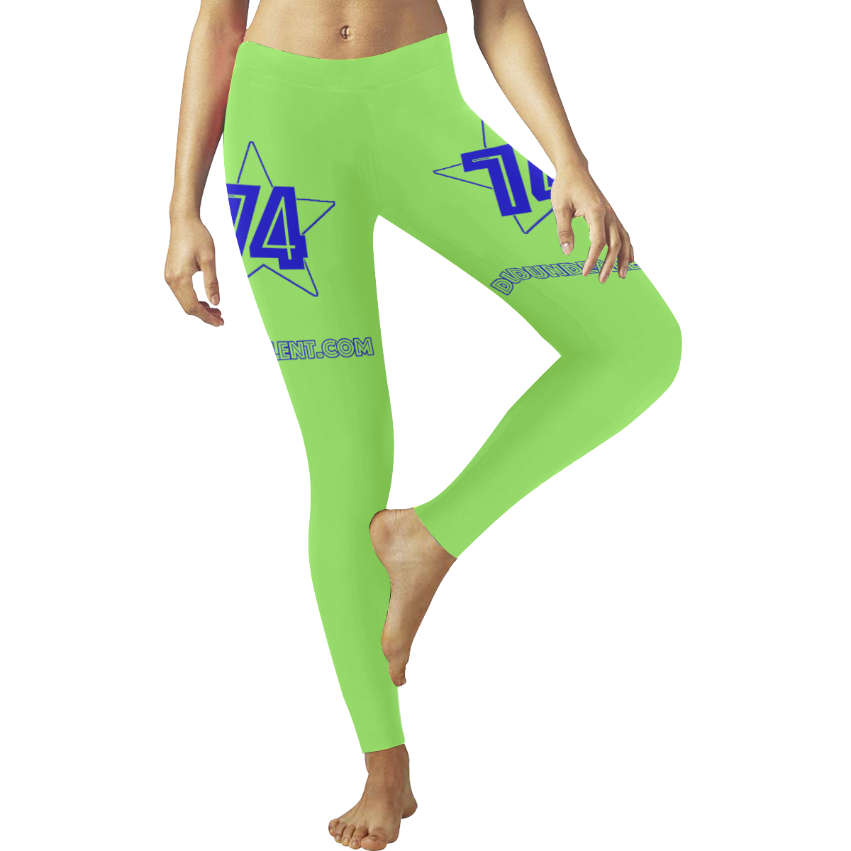 Dundealent 745 star Seahawks Green Women's Low Rise Leggings (Invisible Stitch) (Model L05)