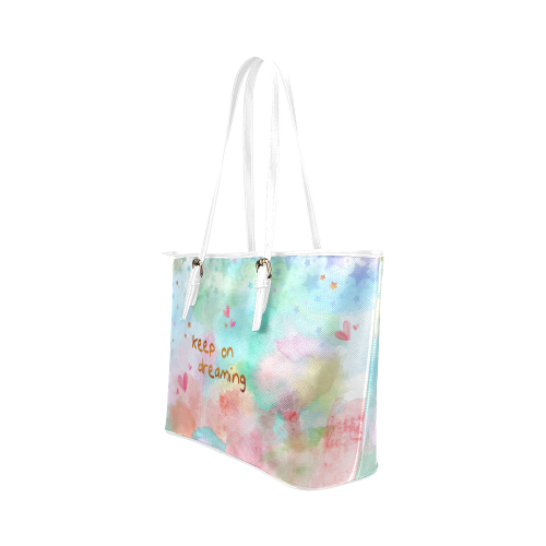 KEEP ON DREAMING Leather Tote Bag/Small (Model 1651)