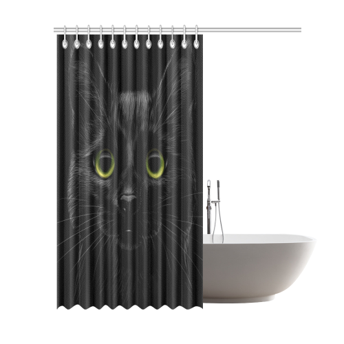 Black Cat Shower Curtain 69"x84"