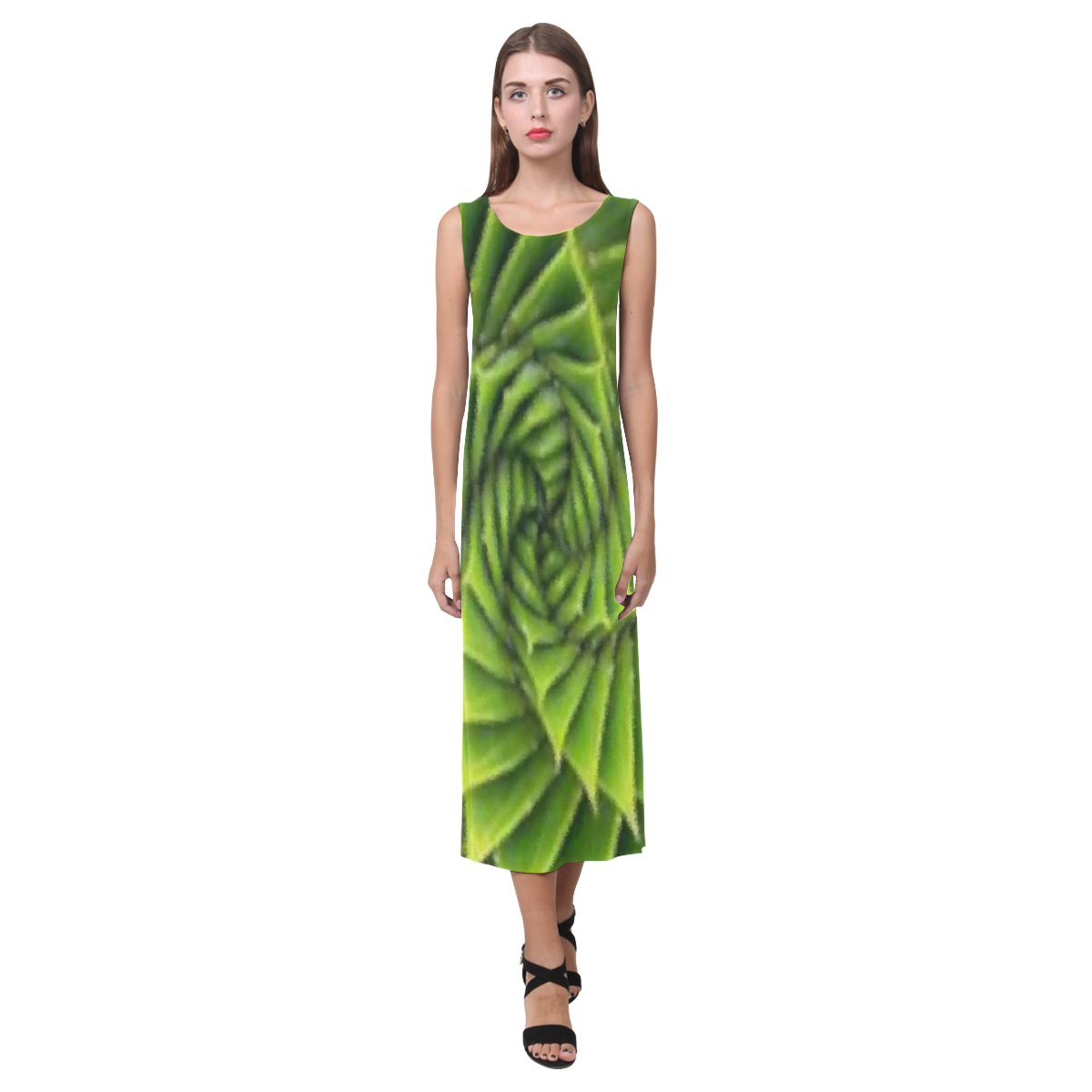 cubic floower Phaedra Sleeveless Open Fork Long Dress (Model D08)
