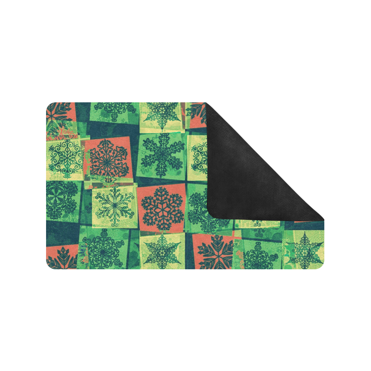 abstract snowflake squares Doormat 30"x18" (Black Base)