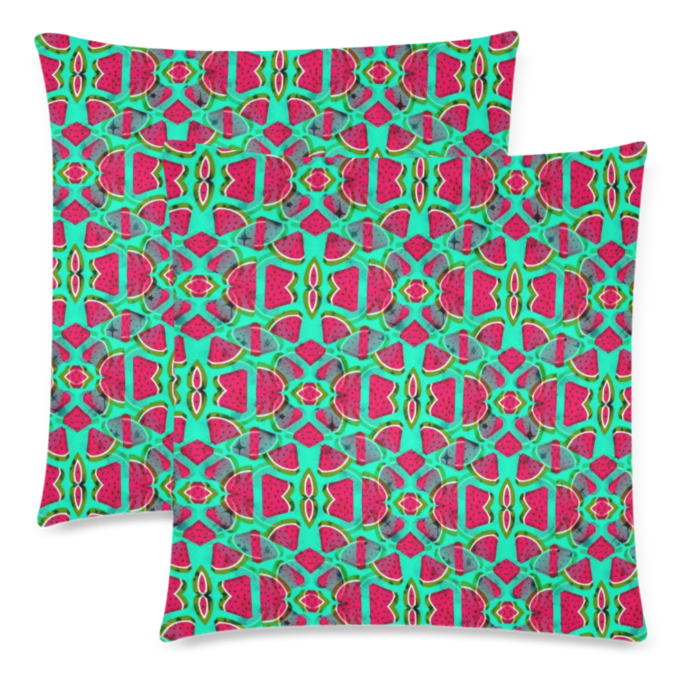 Melon Pattern by K.Merske Custom Zippered Pillow Cases 18"x 18" (Twin Sides) (Set of 2)