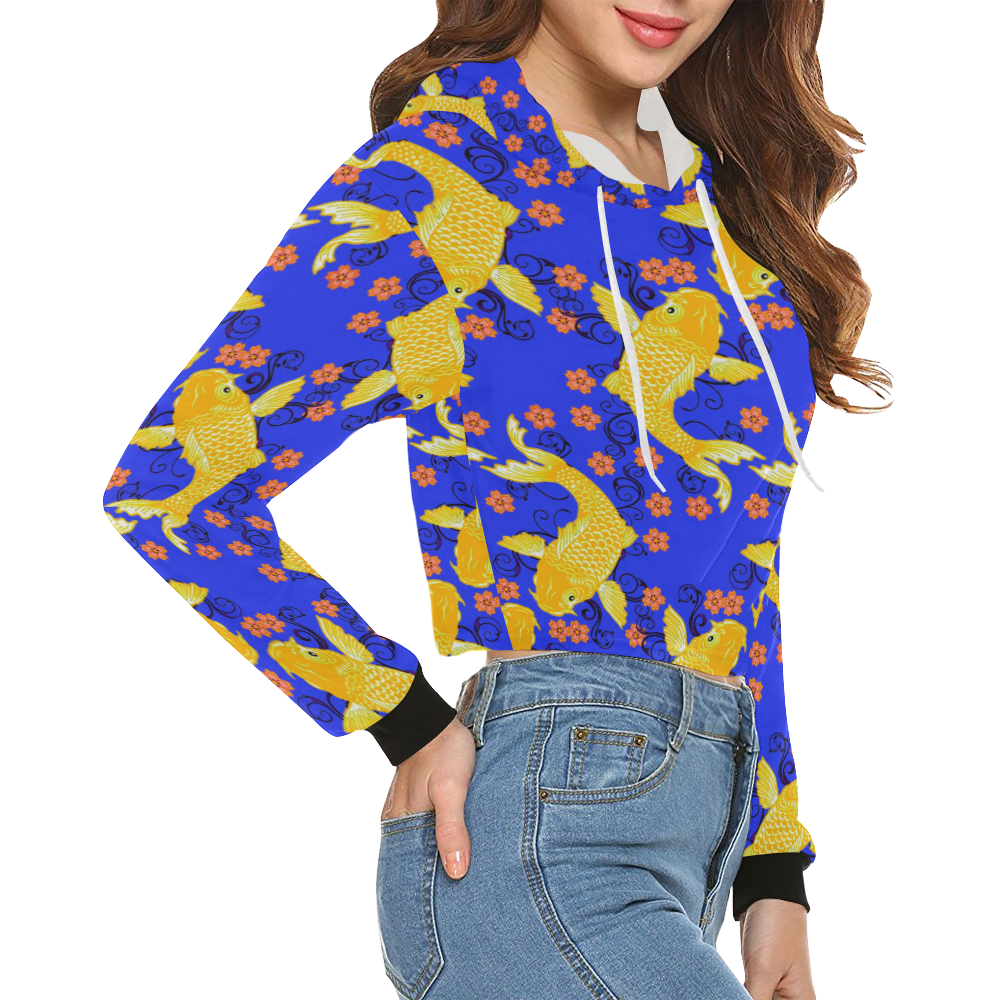 KOI FISH 5 All Over Print Crop Hoodie for Women (Model H22)