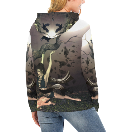 Beautiful fairy with crow All Over Print Hoodie for Women (USA Size) (Model H13)