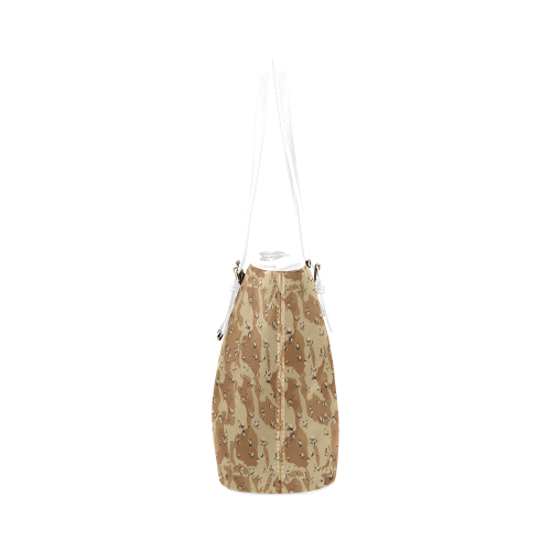 Vintage Desert Brown Camouflage Leather Tote Bag/Large (Model 1651)