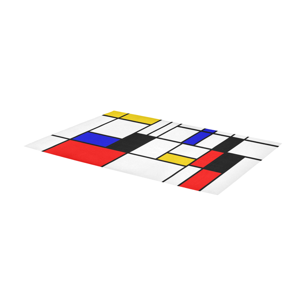 Bauhouse Composition Mondrian Style Area Rug 7'x3'3''