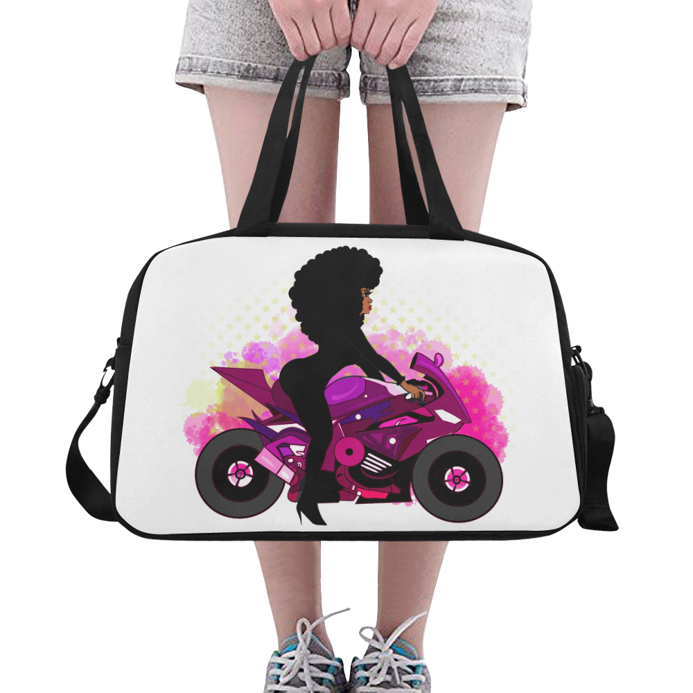 Rider Biker Female Pink/Purple Black Fitness Handbag (Model 1671)