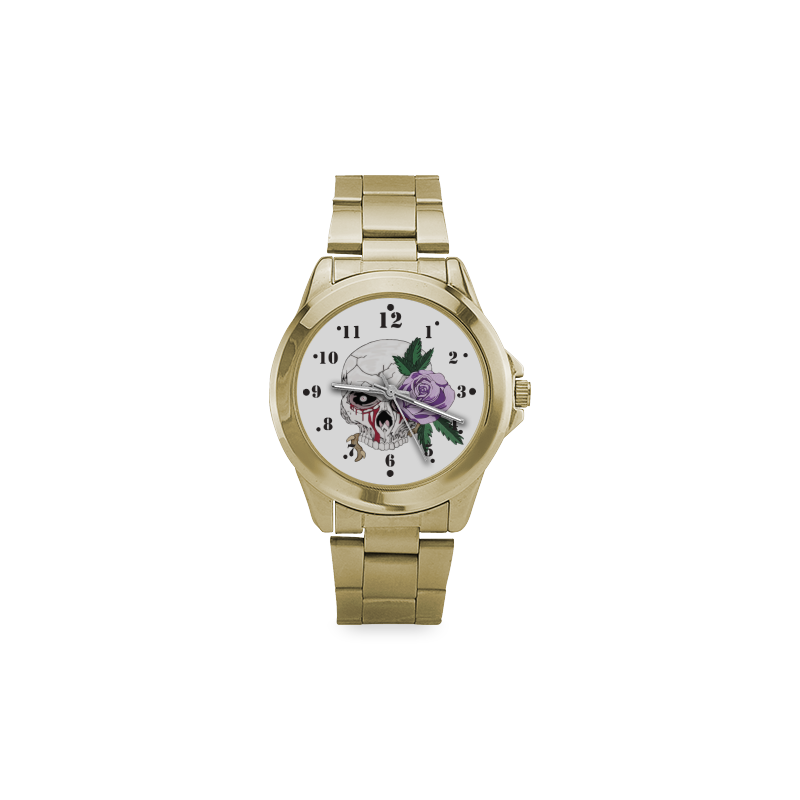 Skull Rose Lavender Custom Gilt Watch(Model 101)