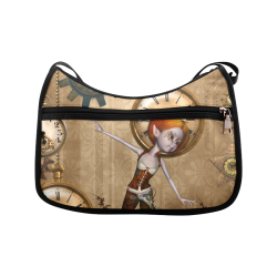 Steampunk girl, clocks and gears Crossbody Bags (Model 1616)