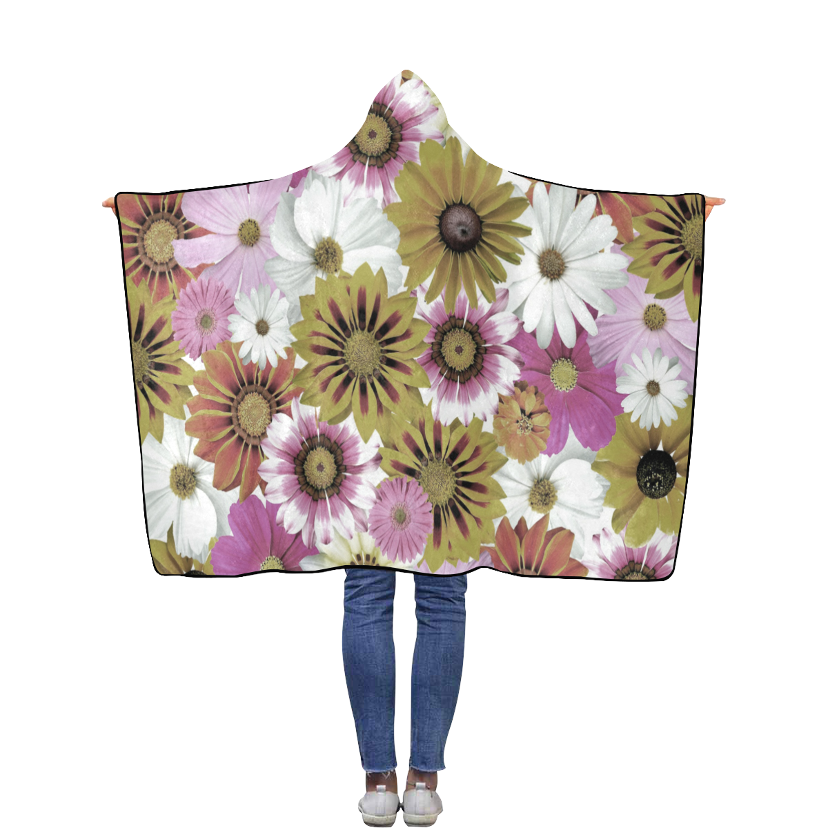 Spring Time Flowers 4 Flannel Hooded Blanket 40''x50''