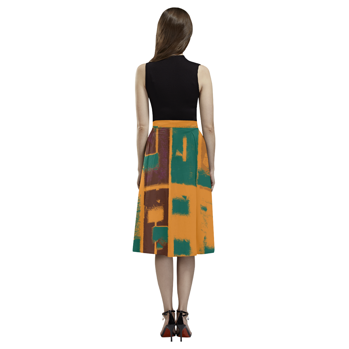 Orange texture Aoede Crepe Skirt (Model D16)
