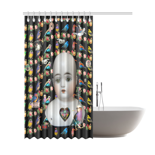 All the Birds and Roses and a Creepy Doll Shower Curtain 72"x84"
