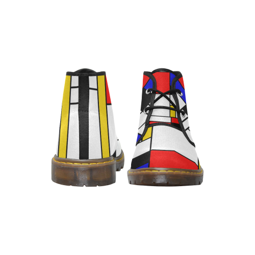 Bauhouse Composition Mondrian Style Women's Canvas Chukka Boots/Large Size (Model 2402-1)