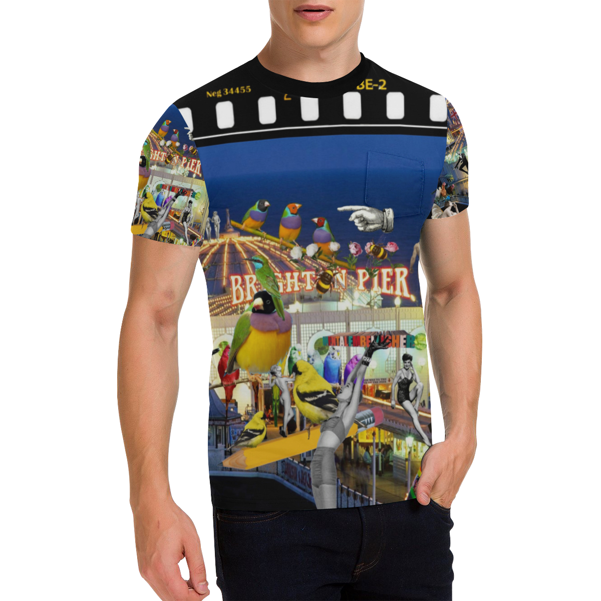 Welcome to Brighton Men's All Over Print T-Shirt with Chest Pocket (Model T56)