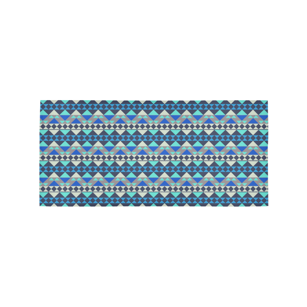 Mayan Pattern Blue Area Rug 7'x3'3''