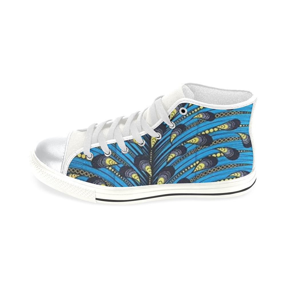 Whit dark blue afp Amerie' Bowde' High Top Canvas Shoes for Kid (Model 017)
