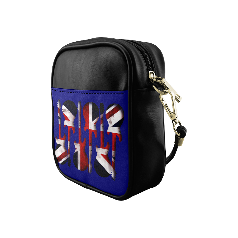 Union Jack British UK Flag Guitars Blue Sling Bag (Model 1627)