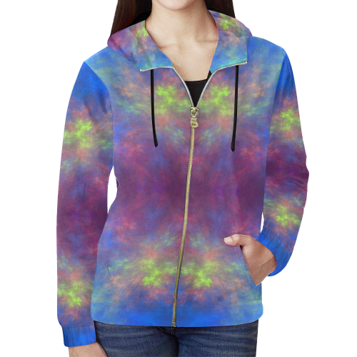 Universe of Color All Over Print Full Zip Hoodie for Women (Model H14)
